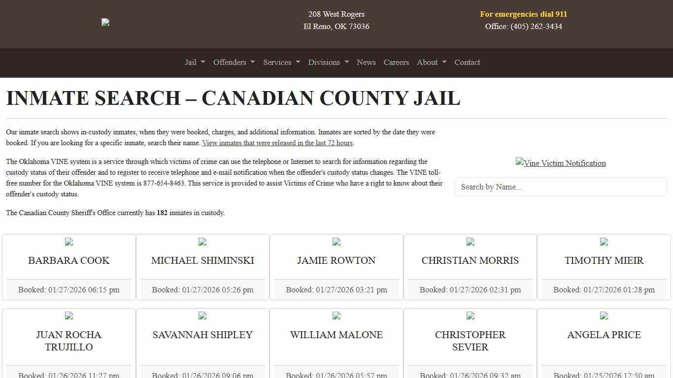 Inmate Search Canadian County Sheriff's Office